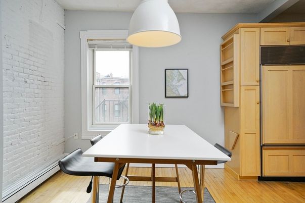 Home Office, Interior, Stone Walls, Wood Texture Flooring