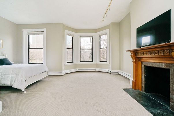 Bedroom, Fireplace, Interior