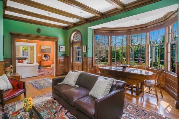 Home Office, Interior, Living room, Recessed Lighting, Wooden Beams, Wood Texture Flooring
