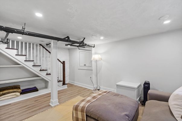 Bedroom, Fitness Equipment, Interior, Recessed Lighting, Wood Texture Flooring