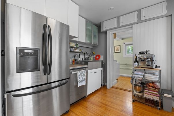 Interior, Kitchen, Stainless Steel Appliances, Wood Texture Flooring