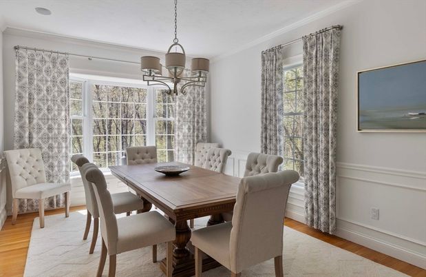 Chandelier, Dining room, Interior, Wood Texture Flooring