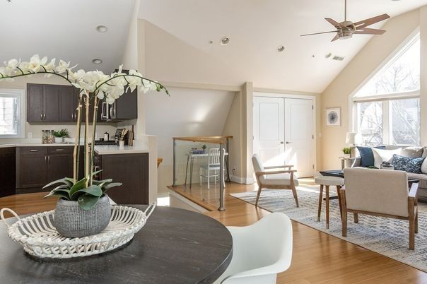Interior, Kitchen, Living room, Recessed Lighting, Wood Texture Flooring