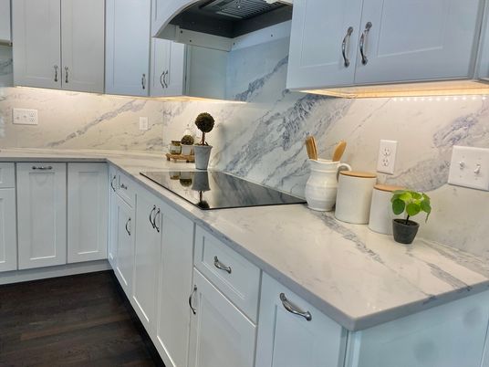 Interior, Kitchen, Marble Walls, Wood Texture Flooring