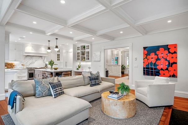 Interior, Kitchen, Living room, Pendant Lights, Recessed Lighting, Stainless Steel Appliances, Wood Texture Flooring