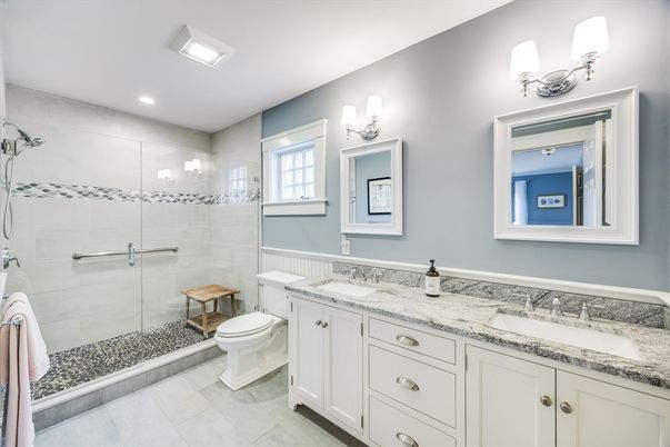Bathroom, Glass Shower, Interior, Recessed Lighting