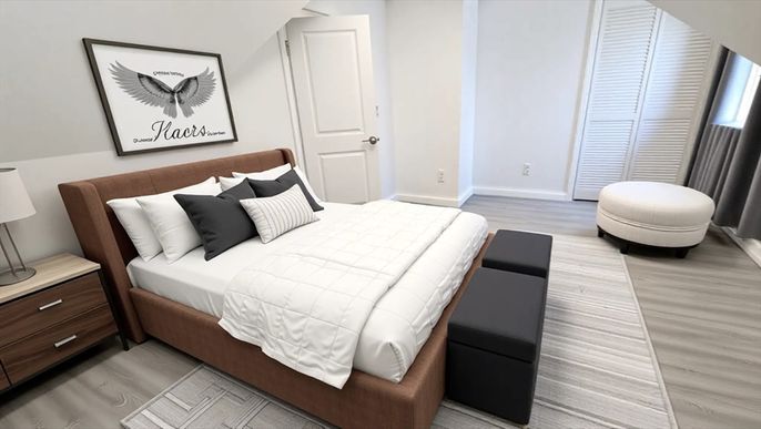 Bedroom, Interior, Wood Texture Flooring
