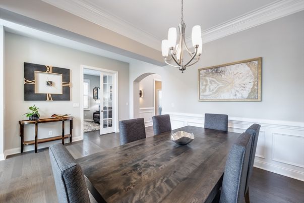Chandelier, Dining room, Interior, Wood Texture Flooring