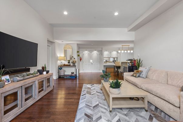 Interior, Kitchen, Living room, Pendant Lights, Recessed Lighting, Wood Texture Flooring
