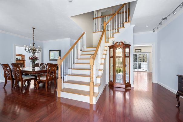 Chandelier, Dining room, Interior, Wood Texture Flooring