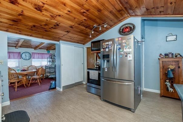 Dining room, Interior, Kitchen, Wooden Beams, Wooden Ceilings, Wood Texture Flooring