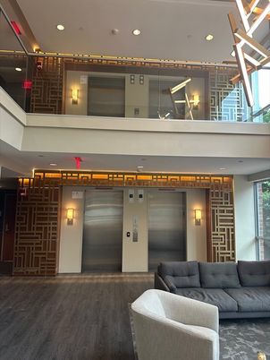Elevator, Interior, Recessed Lighting, Wood Texture Flooring