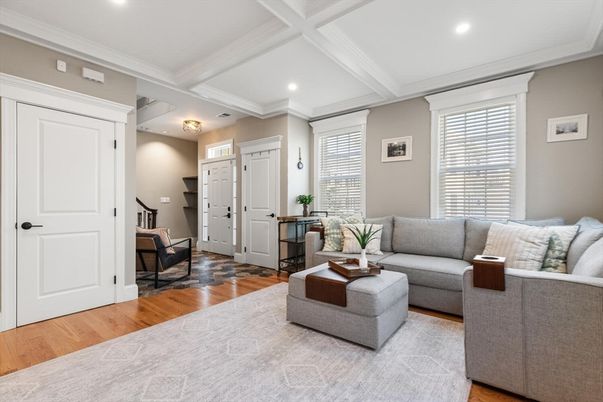 Interior, Living room, Recessed Lighting, Wood Texture Flooring