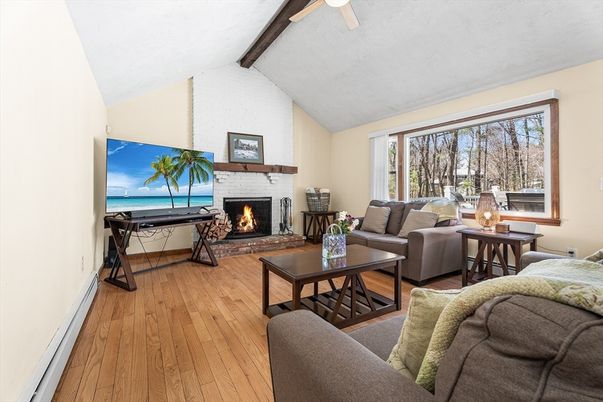 Fireplace, Interior, Living room, Wooden Beams, Wood Texture Flooring