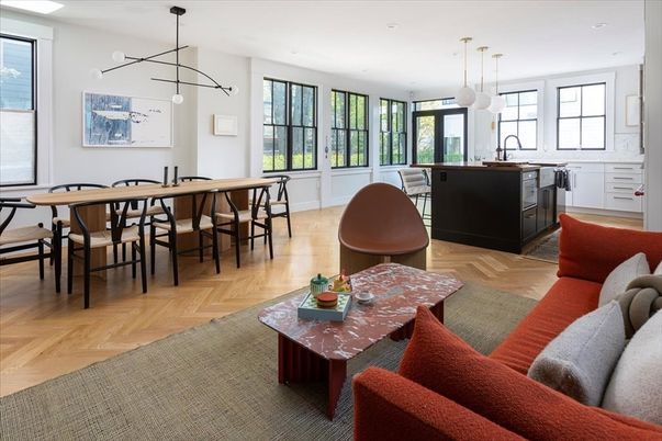 Dining room, Interior, Kitchen, Living room, Pendant Lights, Recessed Lighting, Wood Texture Flooring