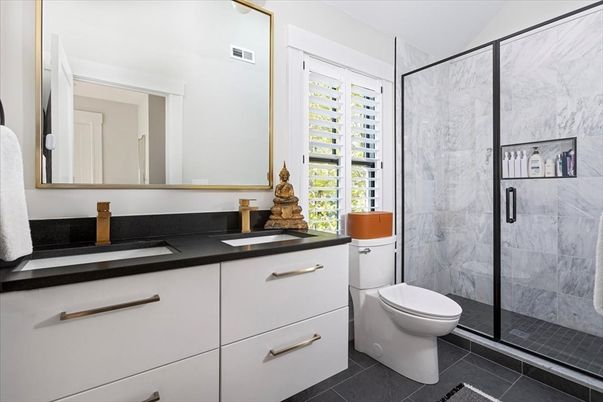 Bathroom, Glass Shower, Interior, Marble Walls