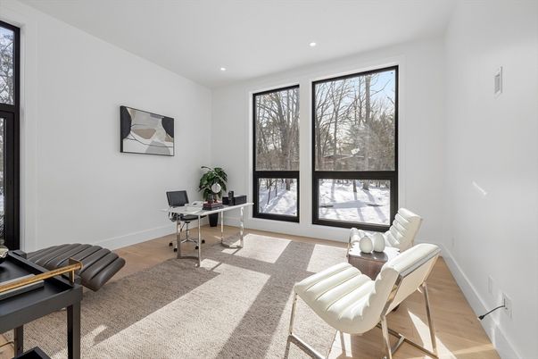 Home Office, Interior, Recessed Lighting, Wood Texture Flooring
