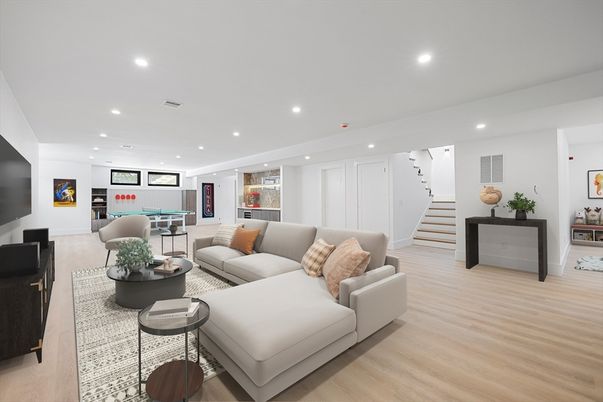 Game Room, Interior, Living room, Recessed Lighting, Wood Texture Flooring
