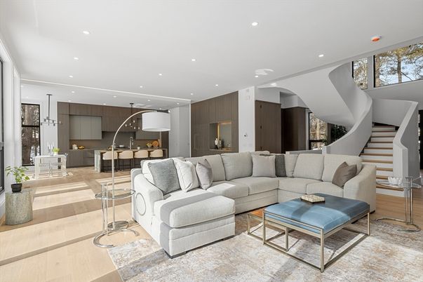 Dining room, Interior, Kitchen, Living room, Pendant Lights, Recessed Lighting, Wood Texture Flooring