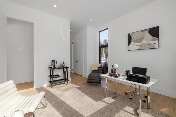 Home Office, Interior, Recessed Lighting, Wood Texture Flooring