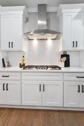 Interior, Kitchen, Marble Walls, Wood Texture Flooring