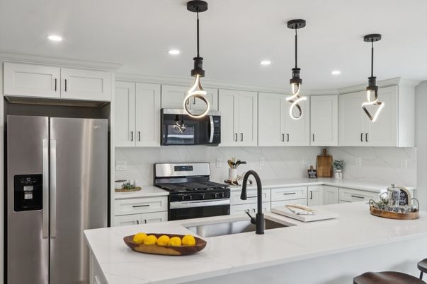 Interior, Kitchen, Pendant Lights, Recessed Lighting, Stainless Steel Appliances