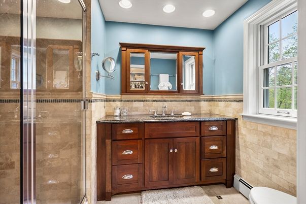 Bathroom, Glass Shower, Interior, Recessed Lighting