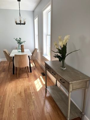 Chandelier, Dining room, Interior, Wood Texture Flooring