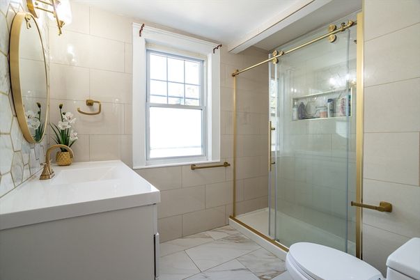 Bathroom, Glass Shower, Interior, Marble