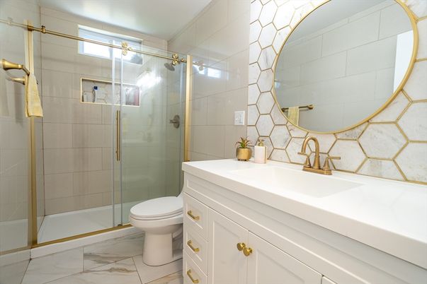 Bathroom, Glass Shower, Interior, Marble