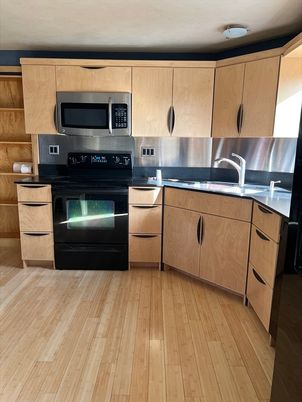 Interior, Kitchen, Stainless Steel Appliances, Wood Texture Flooring