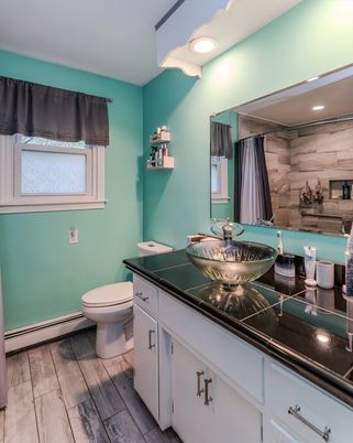 Bathroom, Interior, Recessed Lighting, Wood Texture Flooring