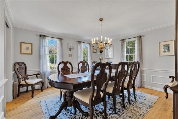 Chandelier, Dining room, Interior, Wood Texture Flooring