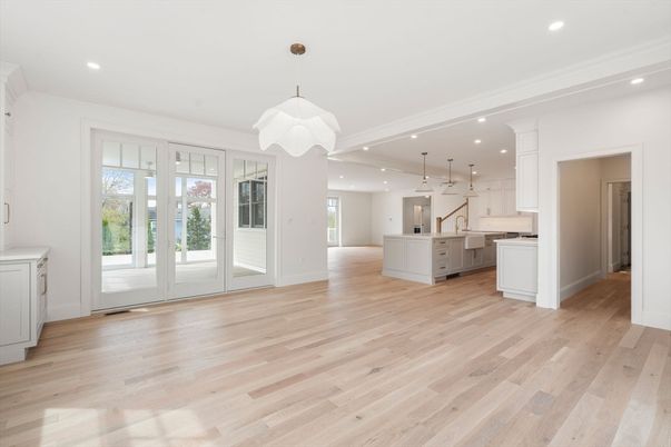 Interior, Kitchen, Pendant Lights, Recessed Lighting, Wood Texture Flooring