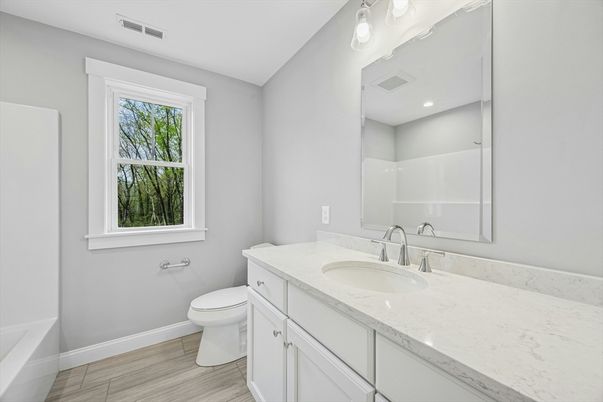 Bathroom, Interior, Recessed Lighting, Wood Texture Flooring