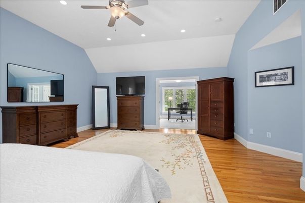 Bedroom, Home Office, Interior, Recessed Lighting, Wood Texture Flooring