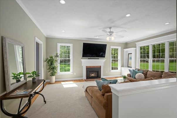Fireplace, Interior, Living room, Recessed Lighting