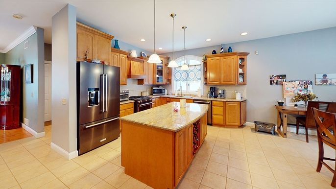 Interior, Kitchen, Pendant Lights, Recessed Lighting, Stainless Steel Appliances
