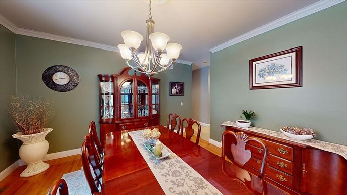 Chandelier, Dining room, Interior, Wood Texture Flooring