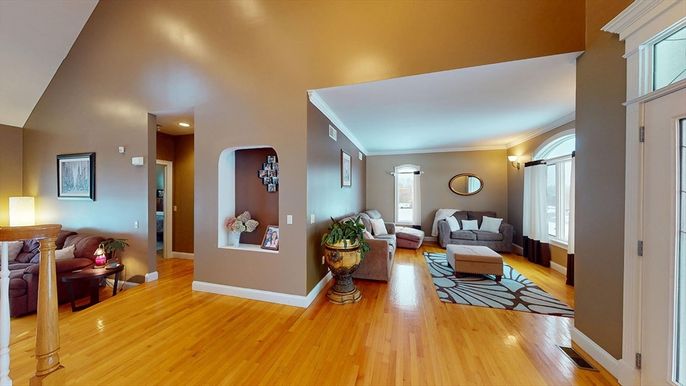 Interior, Living room, Recessed Lighting, Wood Texture Flooring