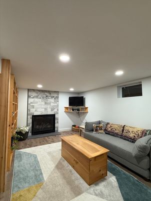 Fireplace, Interior, Living room, Recessed Lighting