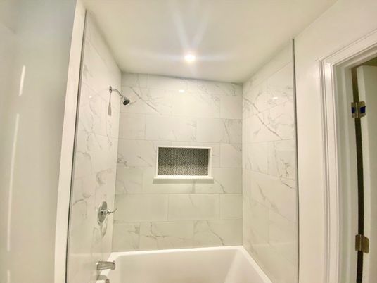 Bathroom, Interior, Marble Walls, Recessed Lighting