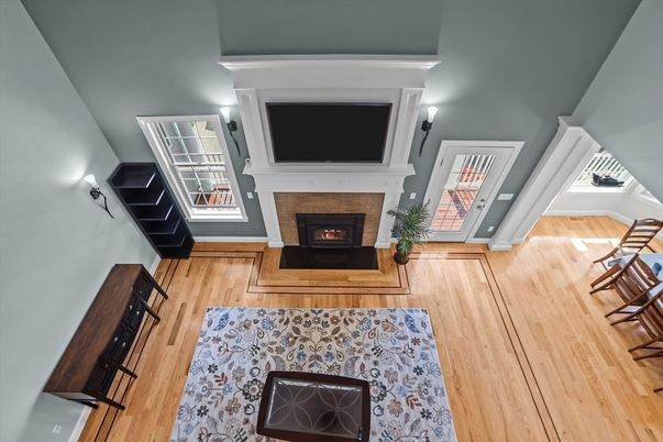 Fireplace, Interior, Living room, Wood Texture Flooring
