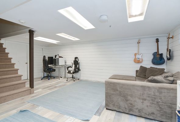 Home Office, Interior, Recessed Lighting, Wood Texture Flooring