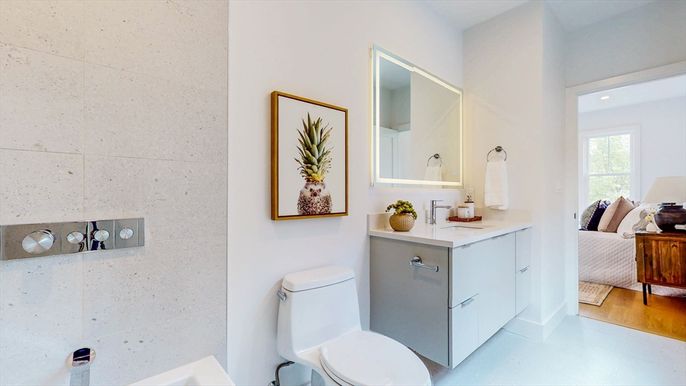 Bathroom, Bedroom, Interior, Recessed Lighting, Wood Texture Flooring