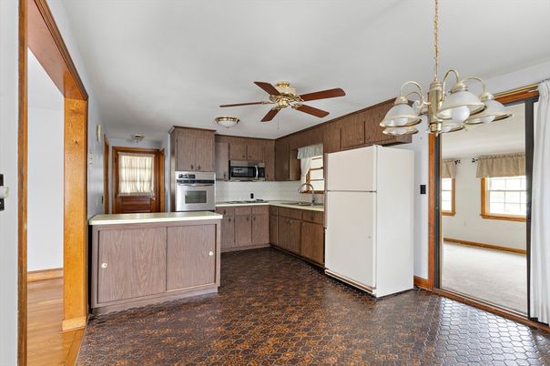 Chandelier, Interior, Kitchen, Stainless Steel Appliances