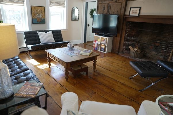 Interior, Living room, Stone Walls, Wood Texture Flooring