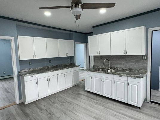 Interior, Kitchen, Recessed Lighting, Wood Texture Flooring