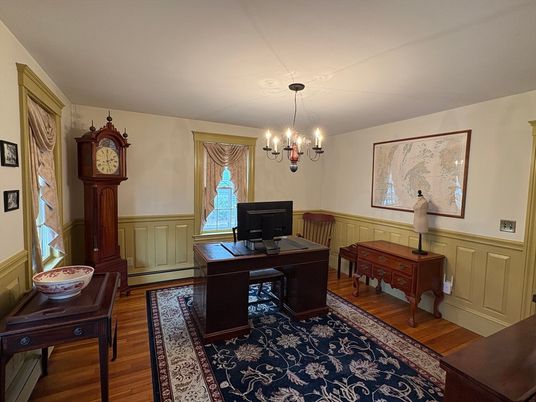 Chandelier, Home Office, Interior, Wood Texture Flooring