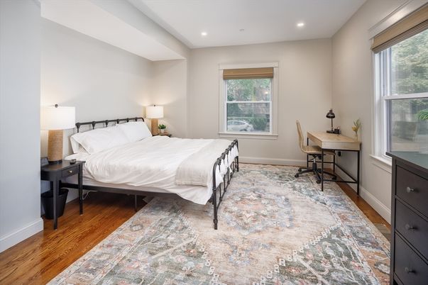 Bedroom, Home Office, Interior, Recessed Lighting, Wood Texture Flooring